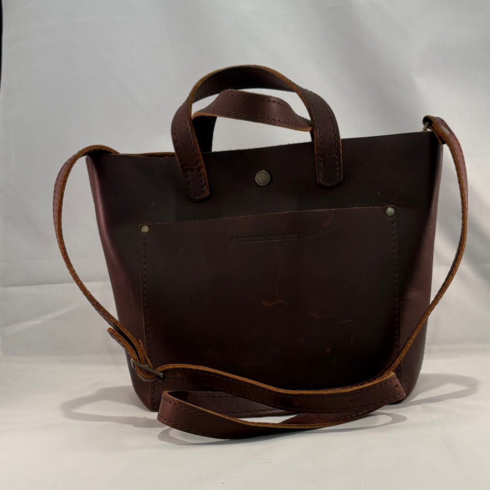 Portland Leather Dark Brown Mini Crossbody Tote